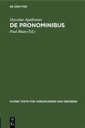 Book cover of De Pronominibus by Dyscolus Apollonius