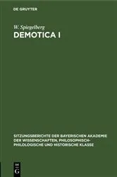 Book cover of Demotica I by W. Spiegelberg
