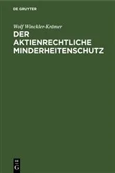 Book cover of Der aktienrechtliche Minderheitenschutz by Wolf Winckler-Krämer