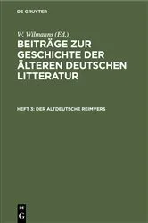Book cover of Der altdeutsche Reimvers by W. Wilmanns