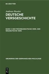 Book cover of Der frühneudeutsche Vers. Der neudeutsche Vers by Andreas Heusler