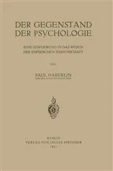 Book cover of Der Gegenstand der Psychologie by Paul Häberlin