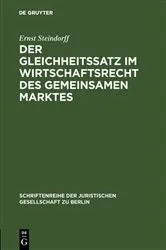 Book cover of Der Gleichheitssatz im Wirtschaftsrecht des Gemeinsamen Marktes by Ernst Steindorff