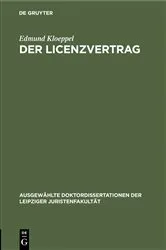 Book cover of Der Licenzvertrag by Unknown
