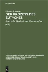 Book cover of Der Prozess des Eutyches by Eduard Schwartz