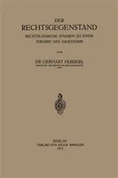 Book cover of Der Rechtsgegenstand by Unknown