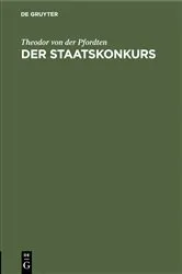 Book cover of Der Staatskonkurs (2nd ed.) by Theodor von der Pfordten