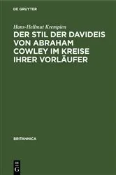 Book cover of Der Stil der Davideis von Abraham Cowley im Kreise ihrer Vorläufer by Hans-Hellmut Krempien