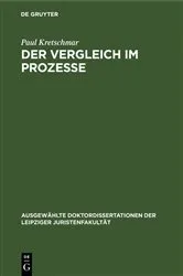 Book cover of Der Vergleich im Prozesse by Paul Kretschmar