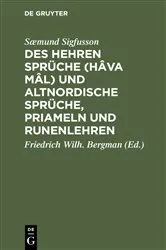 Book cover of Des Hehren Sprüche (Hâva mâl) und altnordische Sprüche, Priameln und Runenlehren by Sæmund Sigfusson