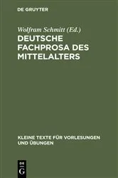 Book cover of Deutsche Fachprosa des Mittelalters by Wolfram Schmitt
