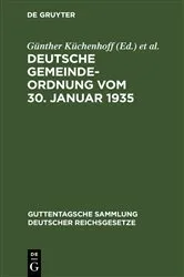 Book cover of Deutsche Gemeindeordnung vom 30. Januar 1935 by Unknown