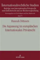 Book cover of Die Anpassung im europaeischen Internationalen Privatrecht by Hannah Dittmers