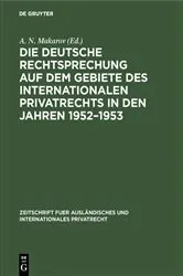 Book cover of Die deutsche Rechtsprechung auf dem Gebiete des internationalen Privatrechts in den Jahren 1952–1953 by Unknown