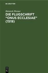 Book cover of Die Flugschrift “Onus ecclesiae” (1519) by Heinrich Werner