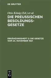 Book cover of Die Gesetze vom 24. November 1921 by Otto König
