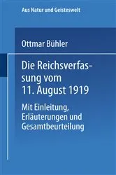 Book cover of Die Reichsverfassung vom 11. August 1919 by Dr. Ottmar Bühler