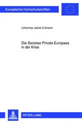 Book cover of Die Societas Privata Europaea in der Krise by Unknown