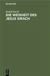 Book cover of Die Weisheit des Jesus Sirach by Rudolf Smend
