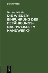 Book cover of Die Wiedereinführung des Befähigungsnachweises im Handwerk? by Unknown
