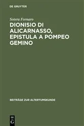 Book cover of Dionisio di Alicarnasso, Epistula a Pompeo Gemino by Sotera Fornaro