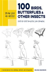 Book cover of Draw Like an Artist: 100 Birds, Butterflies, and Other Insects by Melissa Washburn