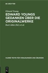 Book cover of Edward Youngs Gedanken über die Originalwerke by Edward Young