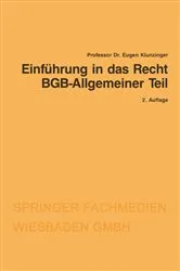 Book cover of EinfÃ¼hrung in das Recht BGB-Allgemeiner Teil (2nd ed.) by Unknown