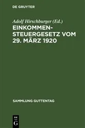 Book cover of Einkommensteuergesetz vom 29. März 1920 by Unknown