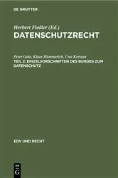 Book cover of Einzelvorschriften des Bundes zum Datenschutz by Peter Gola