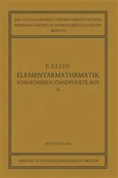 Book cover of Elementarmathematik vom Höheren Standpunkte Aus, II (3rd ed.) by Unknown