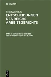 Book cover of Entscheidungen des Reichsarbeitsgerichts. Band 1 by Ewald Köst