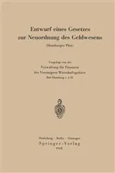 Book cover of Entwurf eines Gesetzes zur Neuordnung des Geldwesens by Curt Fischer
