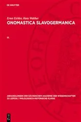Book cover of Ernst Eichler; Hans Walther: Onomastica Slavogermanica. IX. by Ernst Eichler