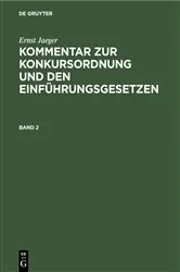Book cover of Ernst Jaeger: Kommentar zur Konkursordnung und den Einführungsgesetzen. Band 2 (3rd ed.) by Ernst Jaeger