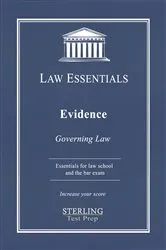 Book cover of Evidence, Law Essentials by Sterling Test Prep