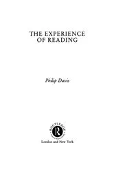 Book cover of Experience Of Reading by Philip Davis