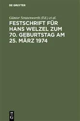 Book cover of Festschrift für Hans Welzel zum 70. Geburtstag am 25. März 1974 by Günter Stratenwerth