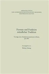 Book cover of Formen und Funktion mündlicher Tradition by Unknown