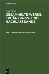Book cover of Frühe Predigten 1909–1918 by Paul Tillich