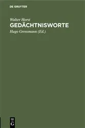 Book cover of Gedächtnisworte by Walter Horst