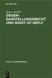 Book cover of Gegendarstellungsrecht und Right of reply by Hans v. Dewall