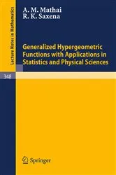 Book cover of Generalized Hypergeometric Functions with Applications in Statistics and Physical Sciences by Unknown