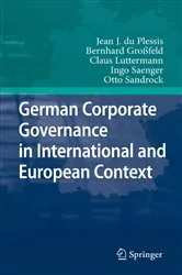 Book cover of German Corporate Governance in International and European Context by Jean J. du Plessis