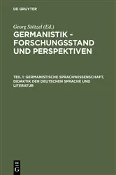 Book cover of Germanistische Sprachwissenschaft, Didaktik der Deutschen Sprache und Literatur by Georg Stötzel