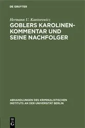 Book cover of Goblers Karolinen-Kommentar und seine Nachfolger by Unknown