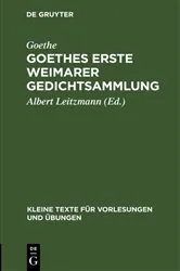 Book cover of Goethes erste Weimarer Gedichtsammlung by Goethe