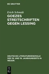 Book cover of Goezes Streitschriften gegen Lessing by Erich Schmidt