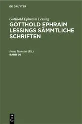 Book cover of Gotthold Ephraim Lessing: Gotthold Ephraim Lessings Sämmtliche Schriften. Band 20 (3rd ed.) by Franz Muncker