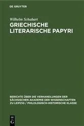 Book cover of Griechische literarische Papyri by Wilhelm Schubart